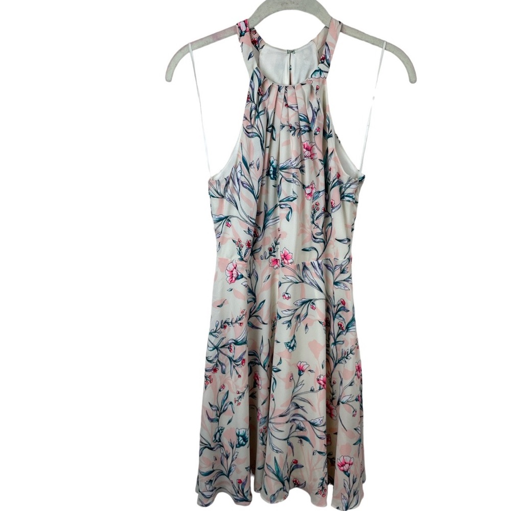 Express Halter Pink Floral Cocktail Dress Size 4 - Picture 4 of 8